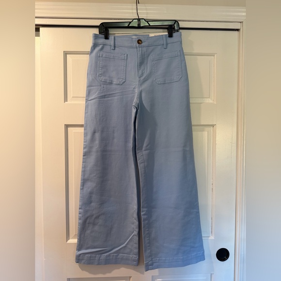 NWT LOFT Palmer Wide Leg Pants in Light Blue Twill - Size 8R - Picture 2 of 5